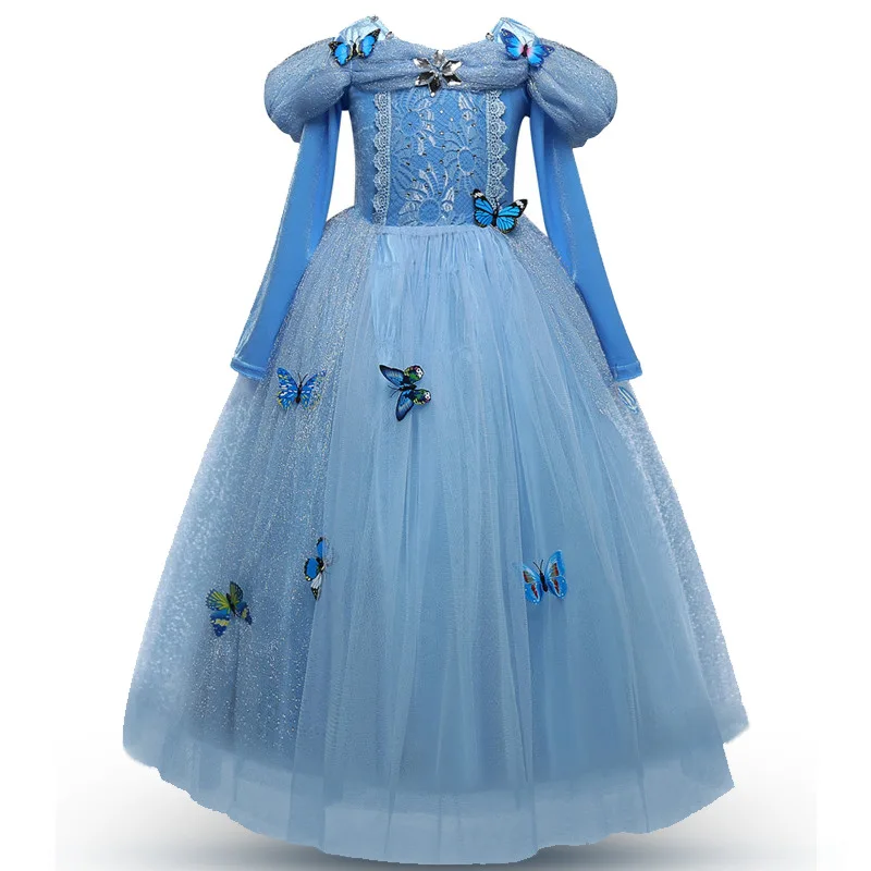 Blue 2 ZJHT/ г. Маскарадное платье для маленьких девочек, детская одежда костюм принцессы праздничные платья с блестками для детей от 10 до 12 лет, LM002 - Цвет: Blue 2