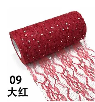 09 Red Кружевной блеск блесток Тюль рулоны 15 см 10 ярдов блестки свадебные декорации ткань Блестящий тюль DIY ремесло день рождения поставки - Цвет: 09 Red
