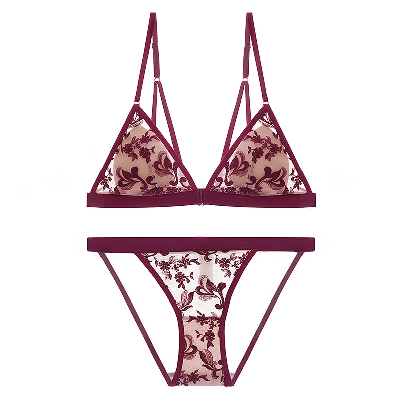 Бюстгальтер с французской вышивкой красивой спинкой удобное прозрачное