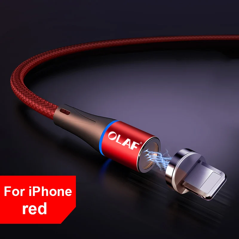 Red for iphone 1M LED Magnetic Cable& Micro USB Cable& USB Type C Cable Nylon Braided Type-C Magnet Charger Cable for iPhone Samsung S10 S9 - Цвет: Red for iphone