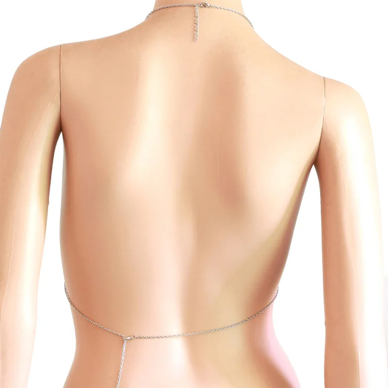 Chran Disc Mesh Sequin Harness Bra Body Chain Burning Man Rave Festival Wear Silver Jewelry | Piercing