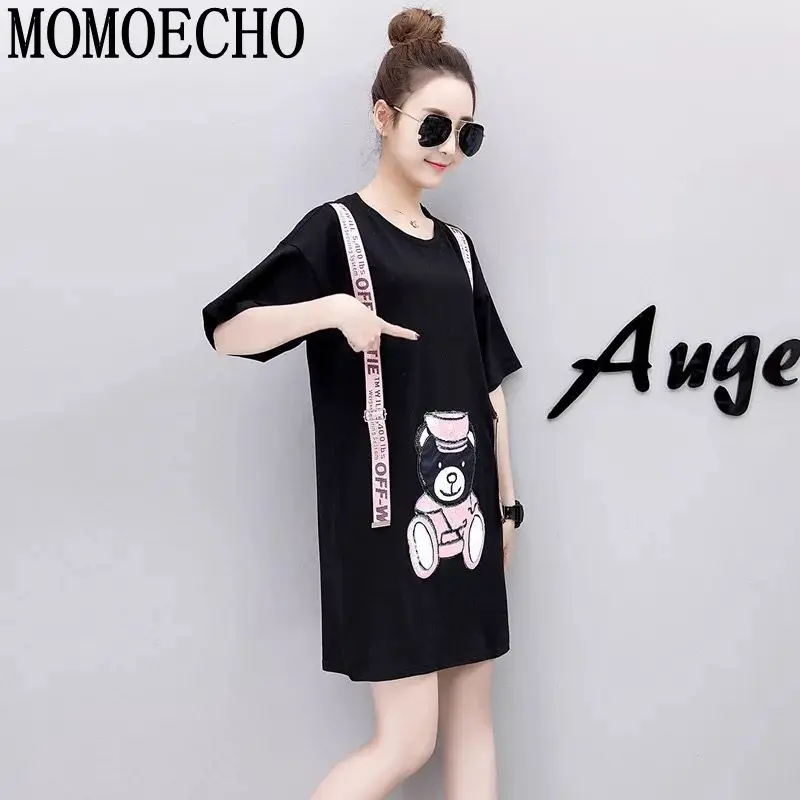 MOMOECHO 2018 Лето S XXL плюс Размеры женское платье es Милые Носки с рисунком медведя из