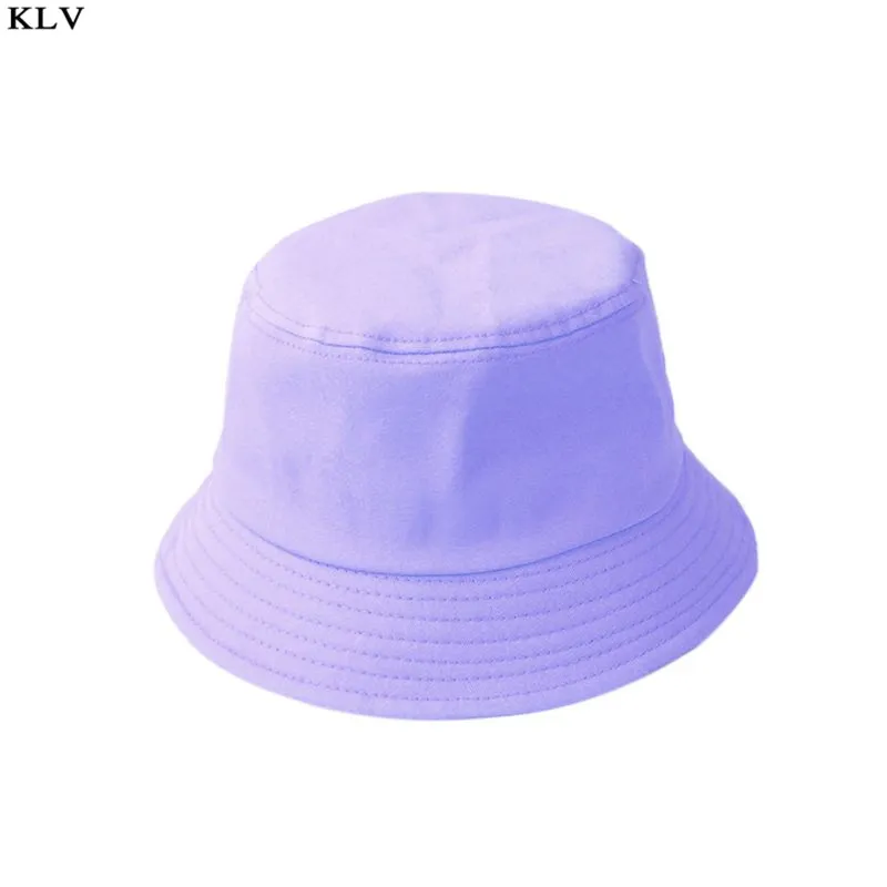 Purple Корейская летняя Складная Панама для взрослых и детей, одноцветная пляжная кепка в стиле хип-хоп с широкими полями и Круглым Верхом с защитой от УФ-излучения, Солнцезащитная Рыбацкая Кепка - Цвет: Purple
