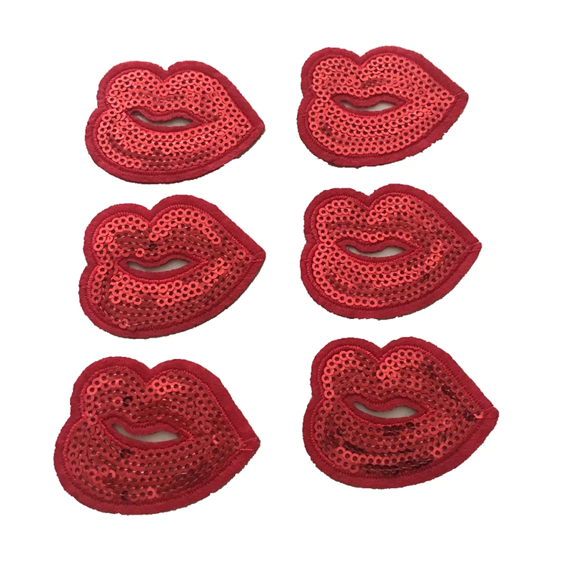 10 шт. маленькие красные губы блестками железа на патчи для обуви шляпа и сумка DIY