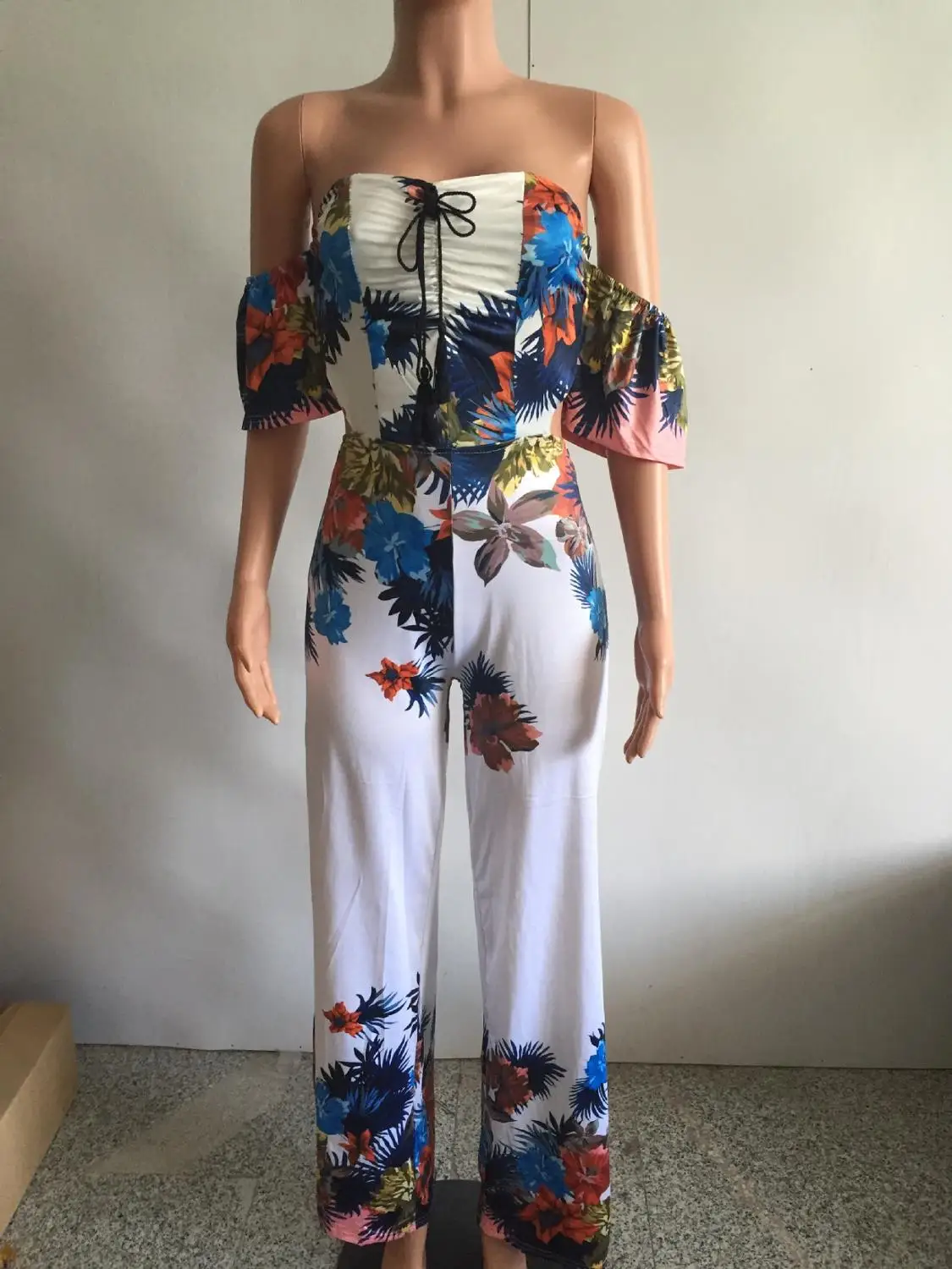 Элегантный комбинезон с цветочным принтом Женская Повседневная бандажная