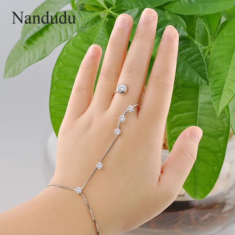 Nandudu горячая Распродажа Модные Браслет на ладонь браслет связанных палец кольцо