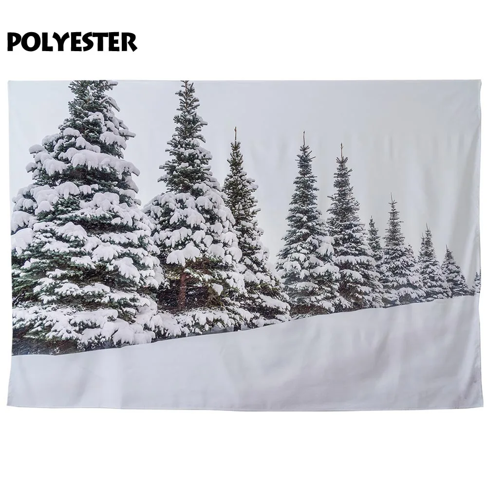 Allenjoy photography background Winter christmas pine tree foggy forest snow natural view backdrop photocall photobooth props |