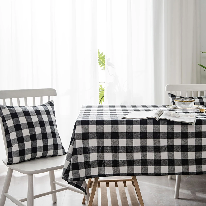 Simanfei хлопок и лен скатерти Кантри Стиль плед печати прямоугольник скатерть на