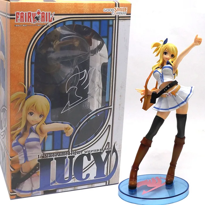 22 см большой Sexcy Fairy Tail Люси хартфилия Япония Аниме Белая юбка ПВХ фигурка игрушки