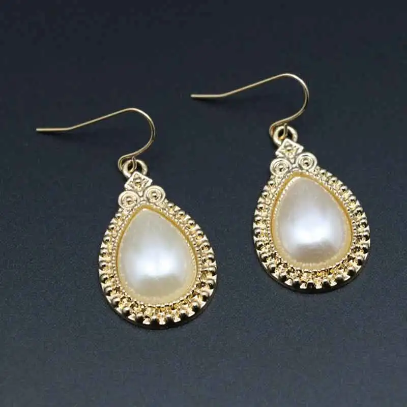 2016 new styles water drop shaped Simulated pearl earrings for women gold plated jewelry moonso ME2096 | Украшения и аксессуары