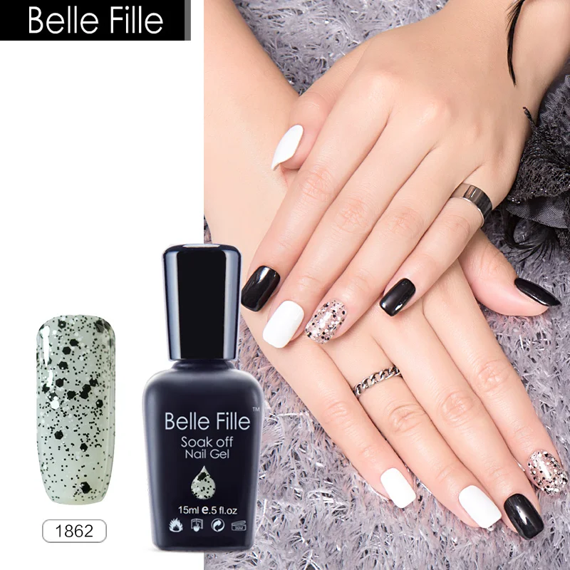 Belle FILLE 15 мл Цвет УФ гель Лаки для ногтей открытые блестящие гели лампы хаки крови