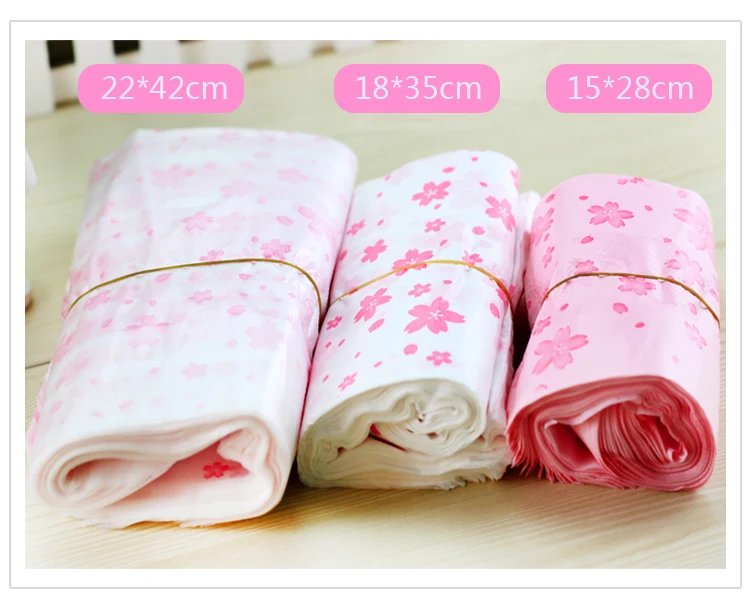 Zilue 100pcs/lot 18x35cm/22x42cm 3 colors Supermarket Shopping plastic Bag with handle printing Cherry blossom bags | Дом и сад