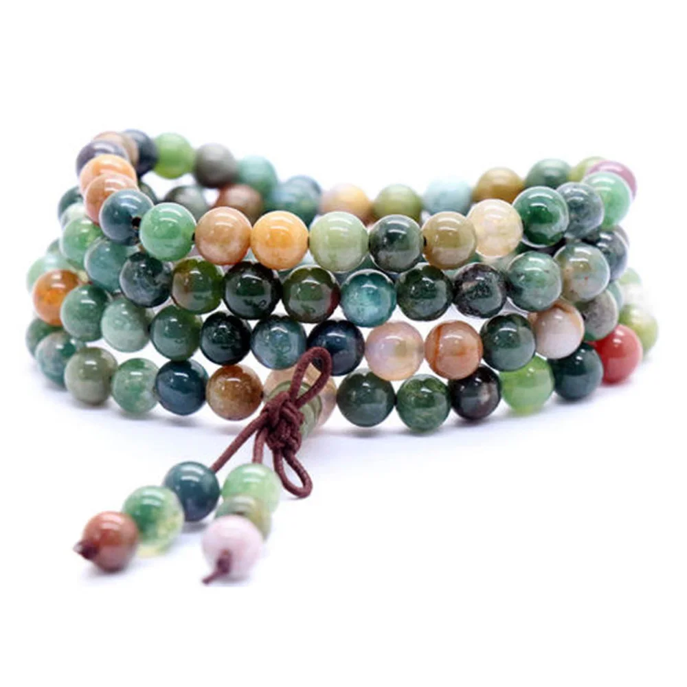 Натуральный камень Цветной браслет 93 см Стразы текстуры ожерелье молитва