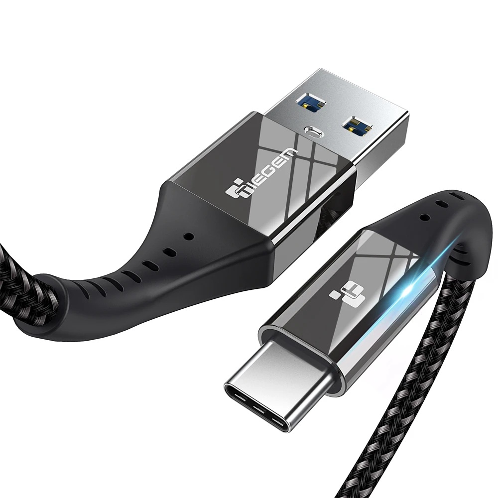 TIEGEM USB 3,0 type-C кабель 3A USB C кабель для samsung S9 S8 Plus Note 8 9 Быстрая зарядка usb type-C шнур для huawei P9 P10 P20