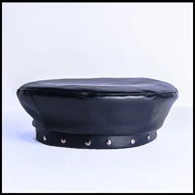 Black-guncolor rivet JOEJERRY кожаный берет женский чёрный берет французская шляпа Harajuku корейский стиль береты шапки для Для женщин девочек Boina Feminina - Цвет: Black-guncolor rivet