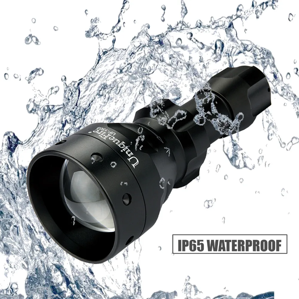 UniqueFire 1504 IR 940NM светодиодный светильник-вспышка, инфракрасный светильник с зумом, 3 режима, водонепроницаемый алюминиевый 67 мм, выпуклая линза, фонарь с креплением для прицела