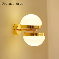 postmodern creativity led golden wall lamp living room bedroom bedside lamp nordic simple personality glass ball wall lamp