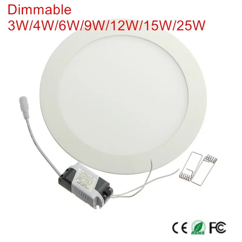 Светодиодный панельный светильник с регулируемой яркостью 4 Вт 6 9 12 15 25 круглый