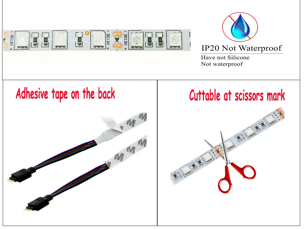 5m 10m 15m 20m RGB2835 LED strip light SMD ribbon tape full set+IR music controller +power adapter | Лампы и освещение