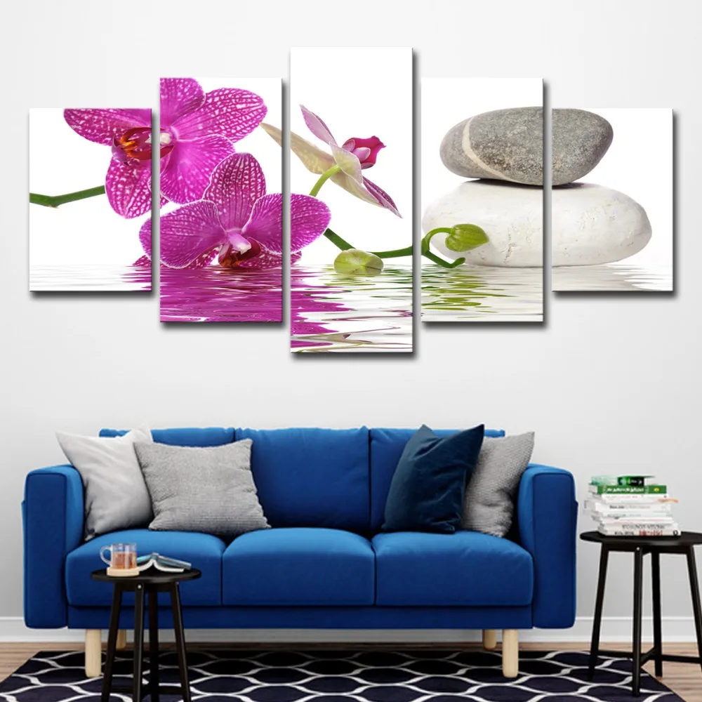 5 шт. Большая Современная фиолетовая бабочка Орхидея цветочный принт плакаты