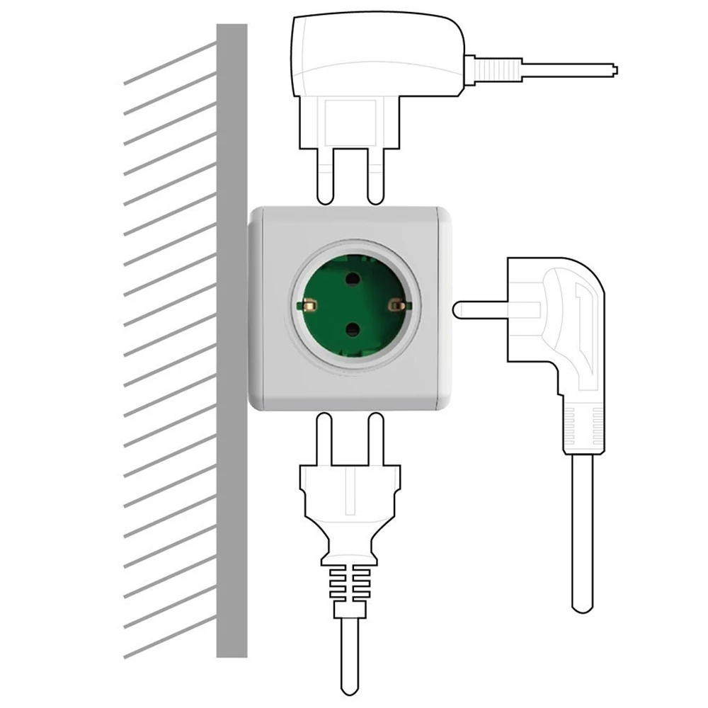 Цельнокроеное платье Allocacoc Мощность Cube оригинальный разъем DE Plug 5 розеток адаптер