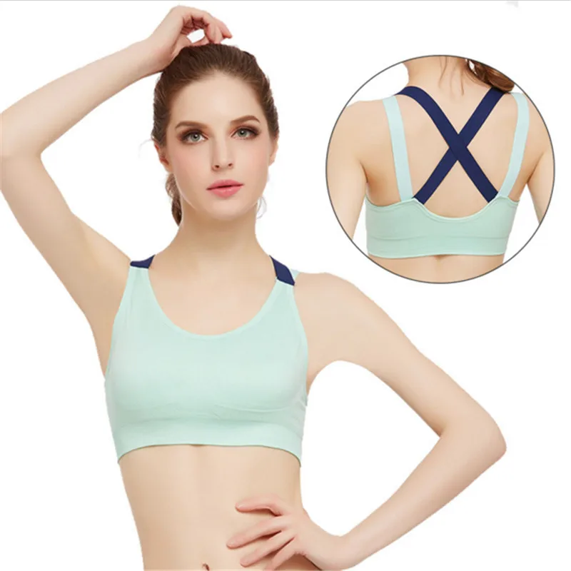 New Arrival Fitness Yoga Push Up Sports Bra Women's Training Breathable Padded Tank Athletic Vest Shockproof Back Cross Strap |