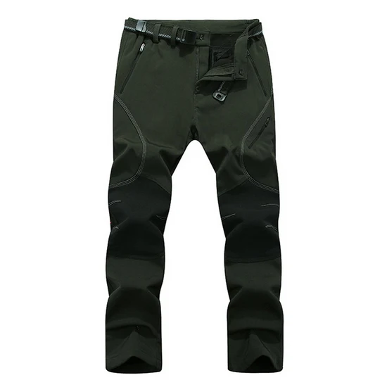 LoClimb флисовые походные брюки из кожи акулы, мужские зимние теплые водонепроницаемые флисовые брюки для походов на открытом воздухе, альпинизма, лыжного спорта, AM093 - Цвет: army green