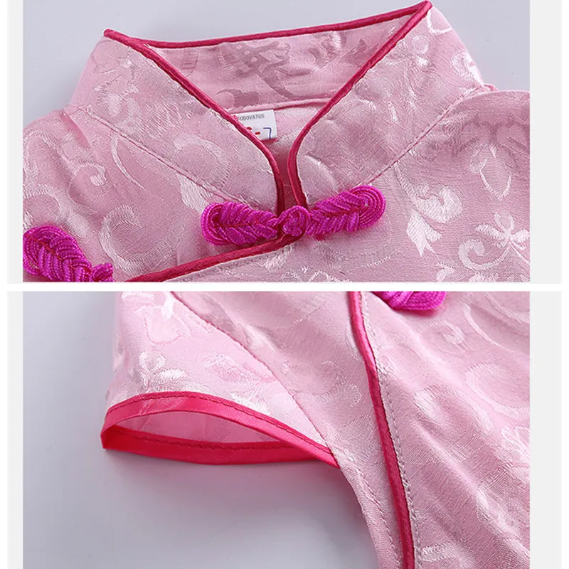 Новое летнее китайское традиционное красное розовое белое платье Ципао с