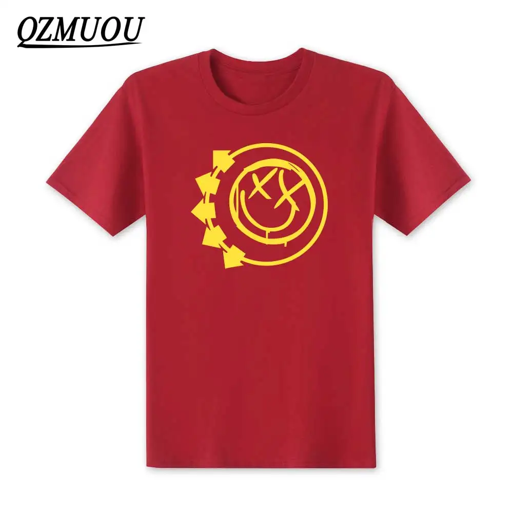 Red3 Новинка, модные футболки Blink 182 со смайликом в стиле панк-рок-ролл, футболка с поп-музыкой, мужские повседневные хлопковые футболки с круглым вырезом, размер XS-XXL - Цвет: Red3