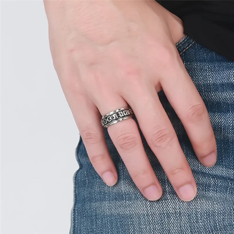 Stainless Steel Ring Sanskrit Buddhist Six Words Mantra &quotOm Mani Padme Hum&quot Lucky Power | Украшения и аксессуары