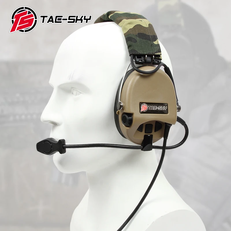 TAC-SKY Airsofte Sordin silicone earmuffs noise reduction pickup military tactical hunting shooting headphones -DE