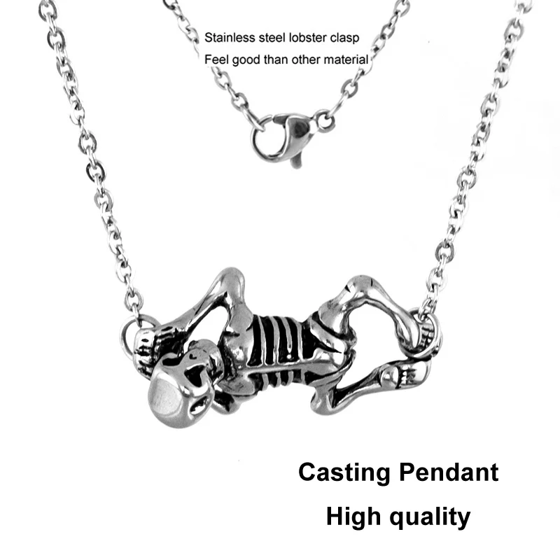 Risul ползучий скелет ожерелье в стиле панк для женщин ежедневное чокер литье из
