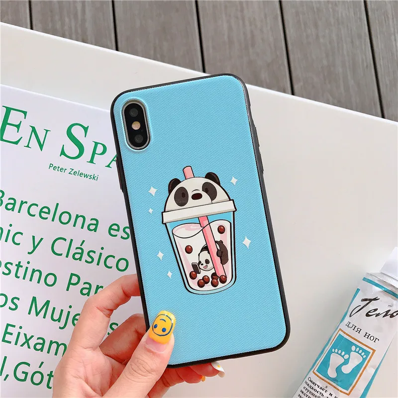 Мультяшный жемчужный молочный чай медведь чехол для телефона iphone Xs Max XR X 8 7 Plus 6S 6