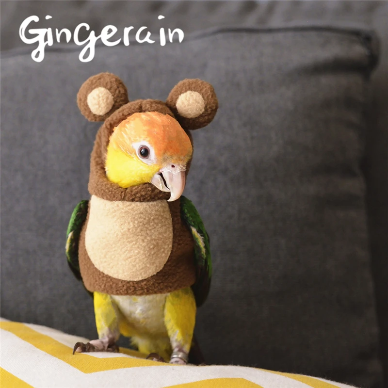 Gingerain одежда с птицами попугай одежда Медведь ручной работы на заказ одежда с птицами с капюшоном свитер медведь