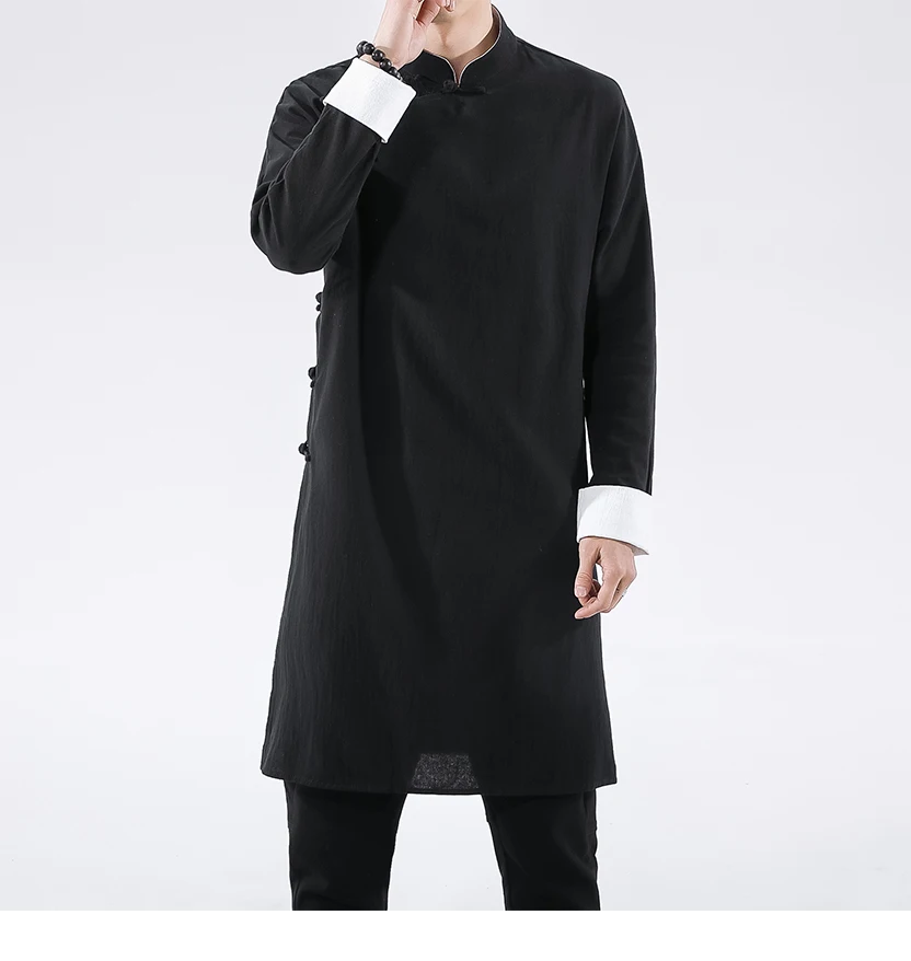 Sinicism Store мужское черное пальто стритвейм Мужская льняная куртка длинное пальто мужской китайский стиль харудзюку ветровка