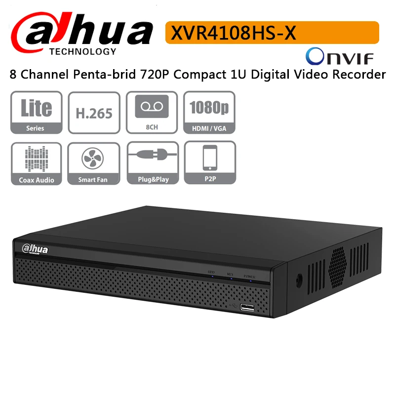 Многофункциональный видеорегистратор Dahua XVR 8 CH Penta brid 720P компактный 1U Цифровой