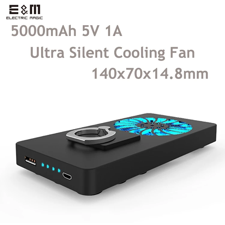E & M 5000 mAh охлаждающая подставка с вентилятором кольцо Радиатор USB power Bank батарея