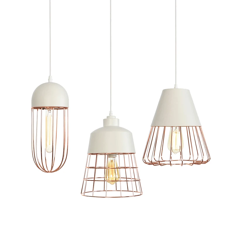 Скандинавский промышленный ветер E27 розовое золото простые маленькие подвесные