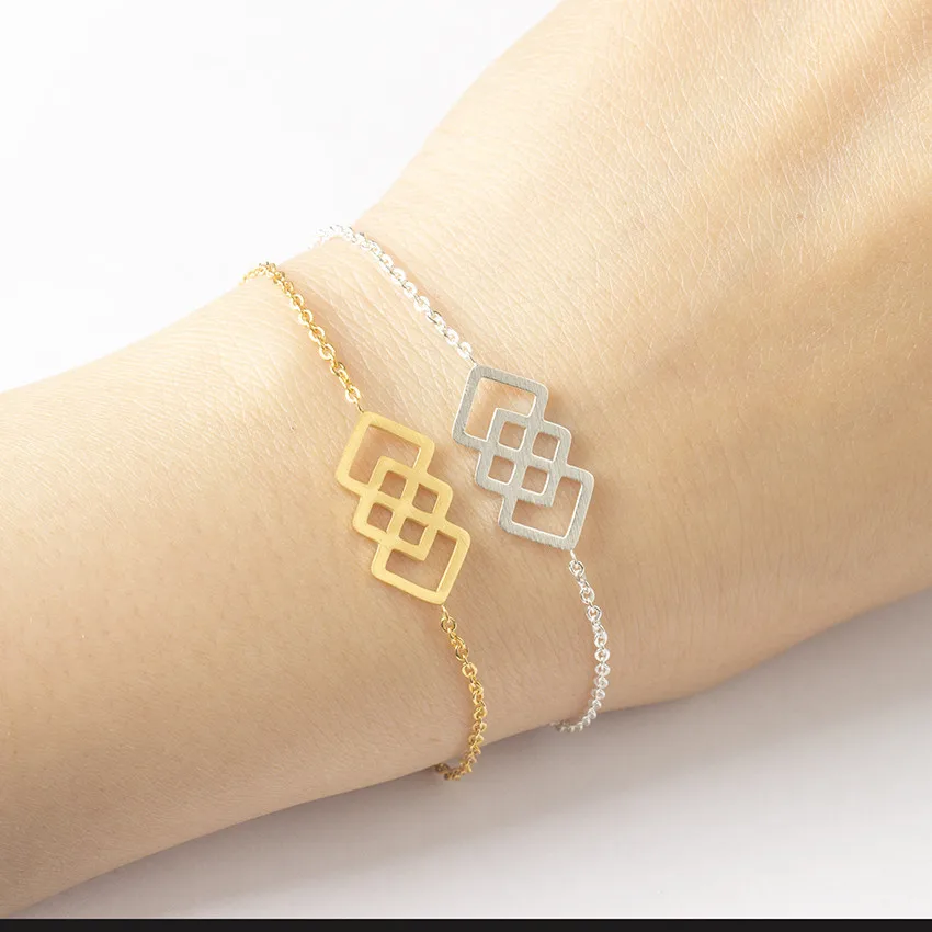 

Stainless Steel Geometric Square Bracelets Delicate Simple Women Bangle Exquisite Jewelry Valentine's Day Gift Dropshiping