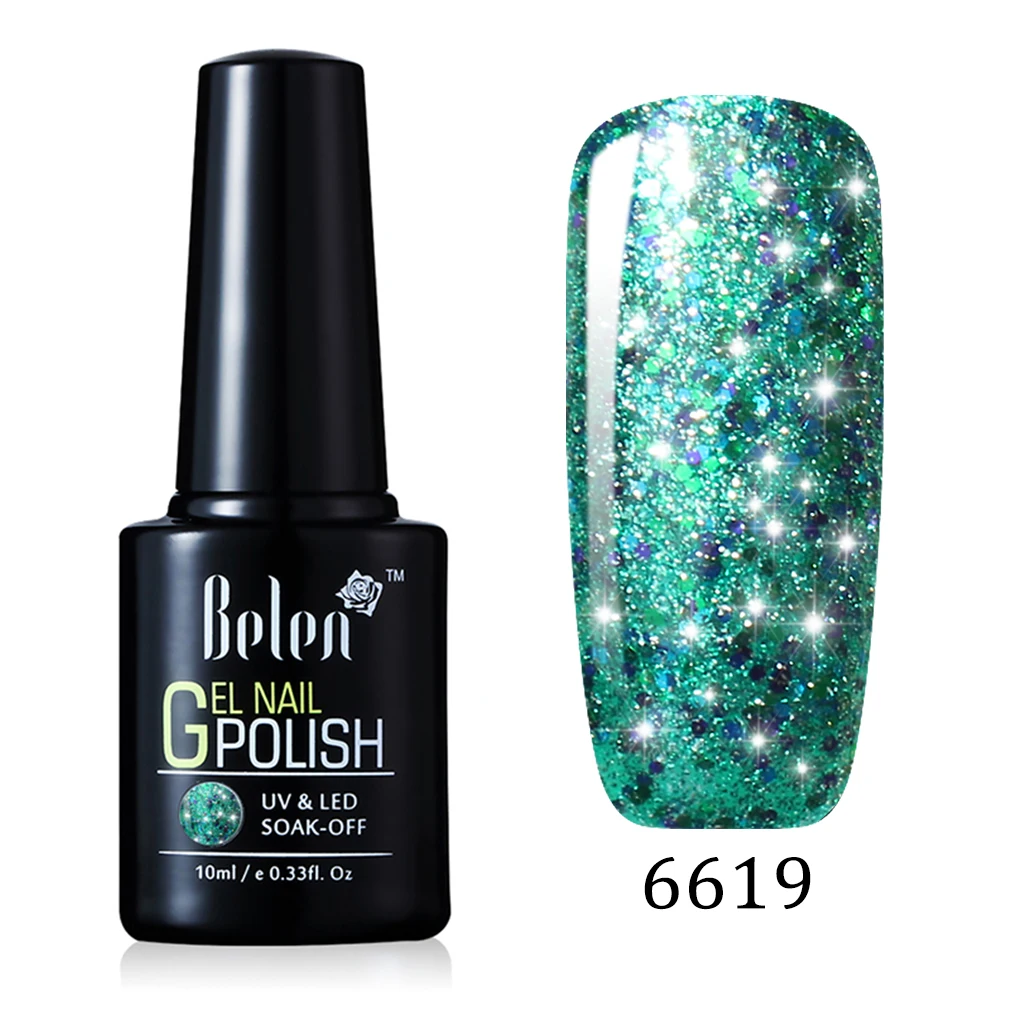 6619 Belen 10 мл УФ гель лак для ногтей Лаки Супер Bling гель лак Vernis Soak Off полу постоянный длительный База Топ - Цвет: 6619