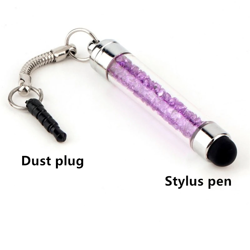 2 в 1 Diamond Crystal Stylus Сенсорный экран стилус телефон 3,5 мм Dust Разъем Кепки для iPhone 6 6s Tablet xiaomi mi5 телефонах Android