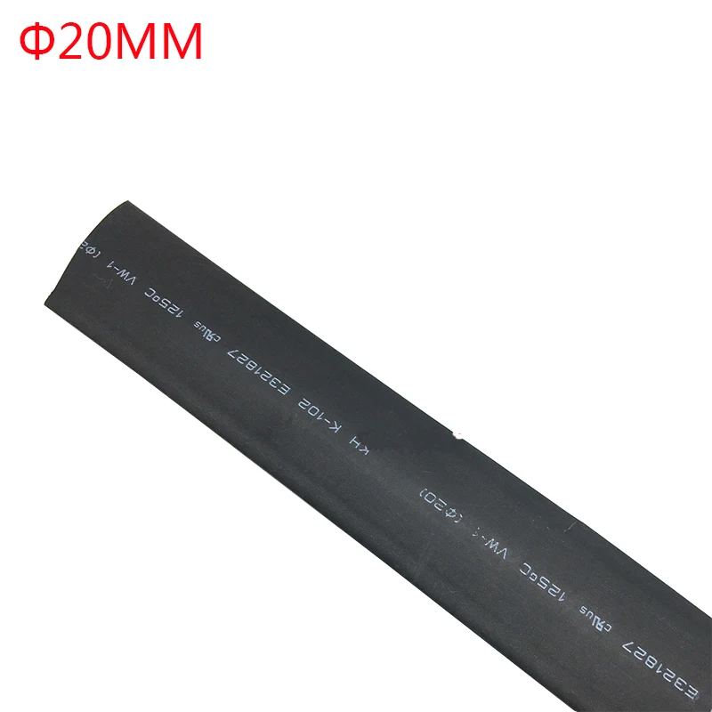 

1 м/лот 2:1 черный 20 мм Диаметр Термоусадочная термоусадочная трубка обмотка провода