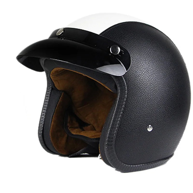 Для мужчин и женщин casco винтажный шлем для скутера мотоциклетный черный белый