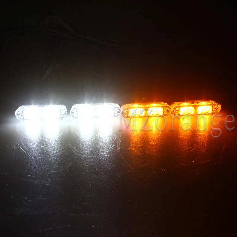 White and Yellow MZORANGE 4*2 светодиодный прикуриватель 12 В светодиодный стробоскоп автоматический стробоскоп автомобили мотоцикл полицейский мигалка автомобиля предупреждающие огни - Испускаемый цвет: White and Yellow