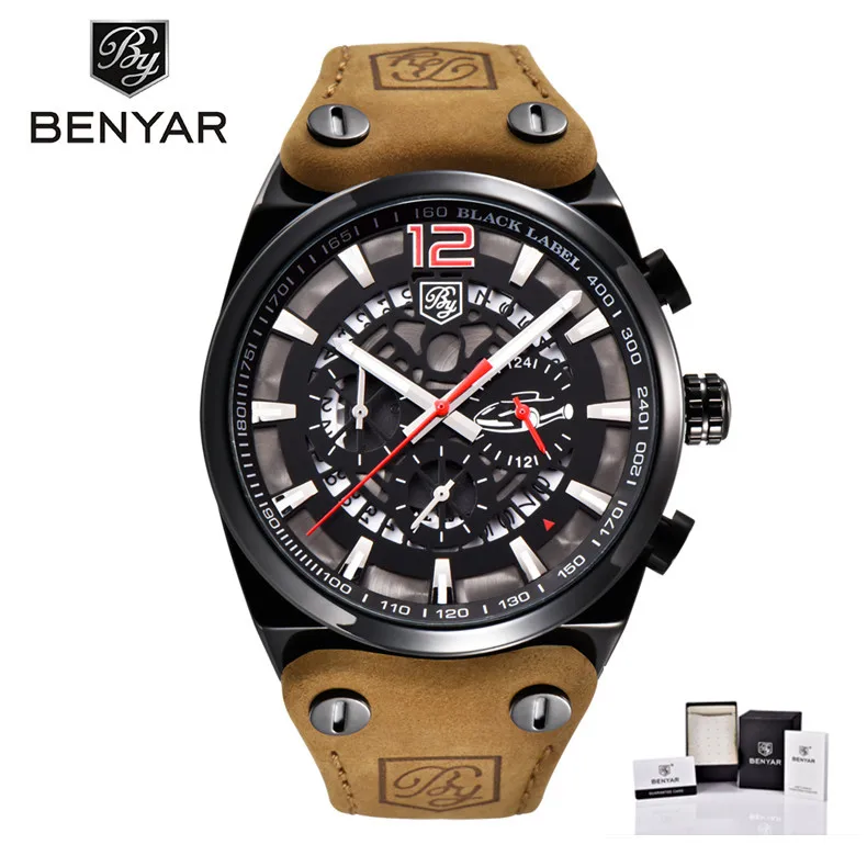 BENYAR Mens Watches Top Luxury Chronograph Sport Mens Watches Fashion Brand Waterproof Military Watch Relogio Masculino BY-5112M - Цвет: 1