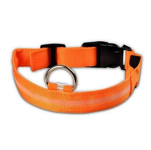 Orange Hiqh качественный нейлоновый светодиодный ошейник для собак, ночной безопасный мигающий светящийся в темноте собачий поводок, аксессуары для ошейника питомца для маленьких собак - Цвет: Orange