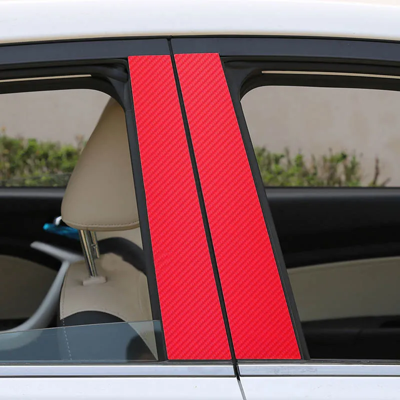 Lsrtw2017 Carbon Fiber Car Window Middle Pillar Sticker Trims for Changan Alsvin V7 2013