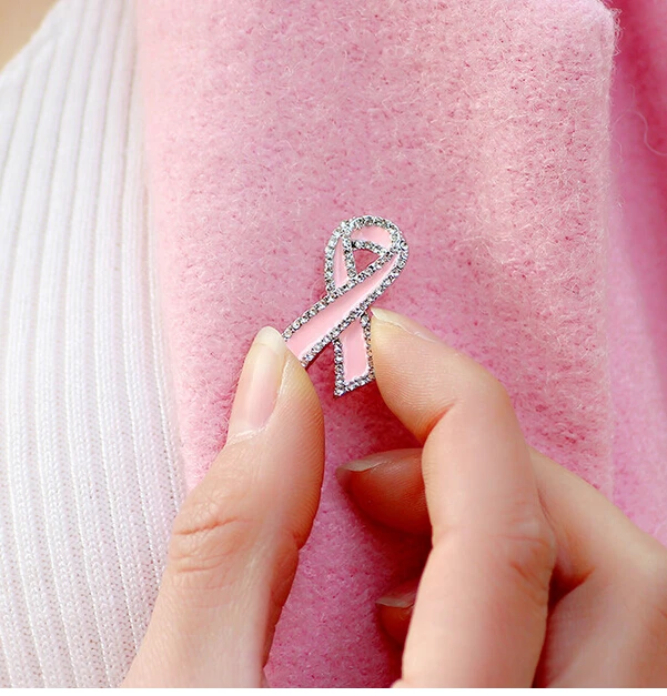 Zavorohin Rhinestone Crystal Cancer Awareness Black Ribbon Brooch Pin For Women To Prevent Breast Brooches | Украшения и