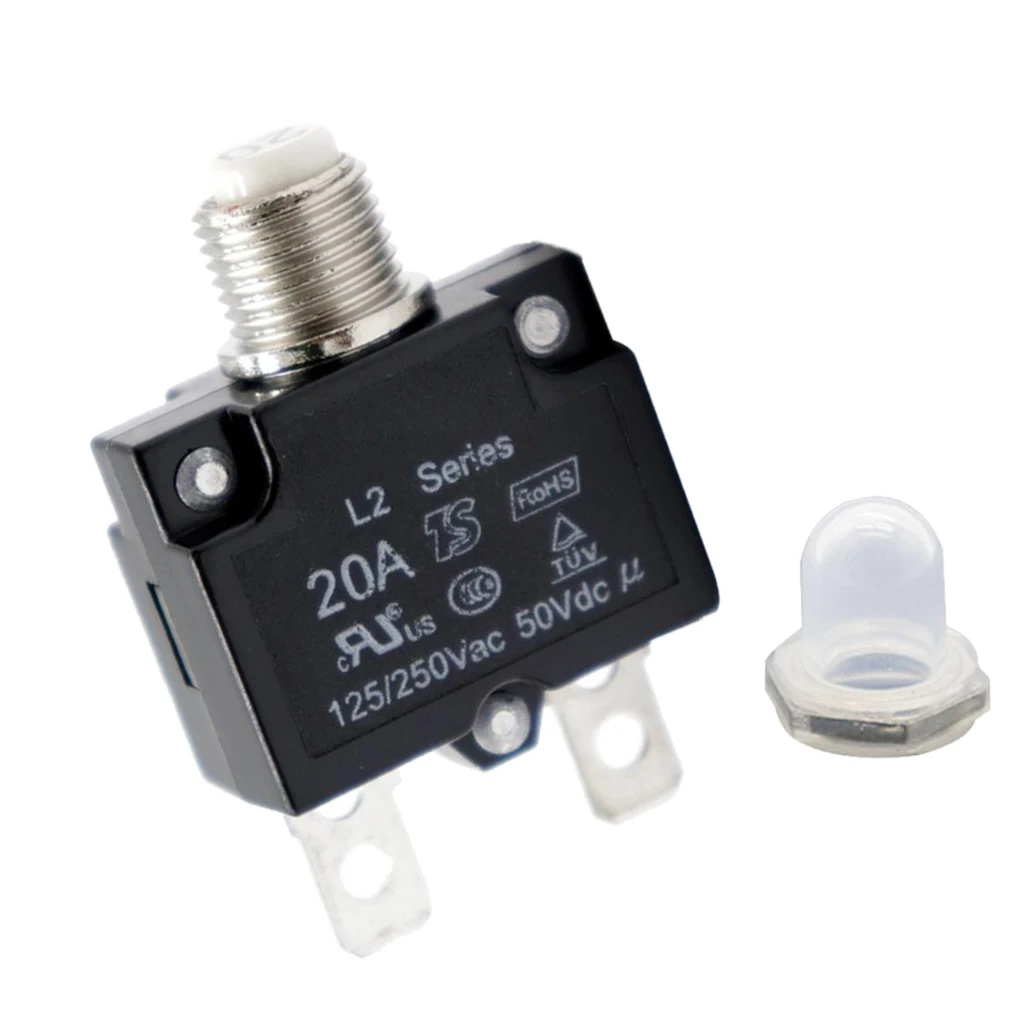 

Electrical Wood Circuit Breaker 20AMP Push Button Resettable Thermal Panel Mount AC 125/250V Truck Accessories