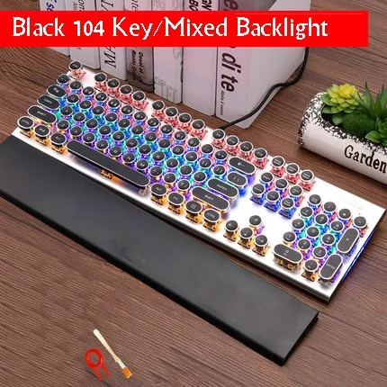 Белый Ajazz AK40 Ретро стимпанк машинка USB Проводная эргономичная монохромная/RGB подсветка Механическая игровая клавиатура N-key rolllover - Цвет: Белый